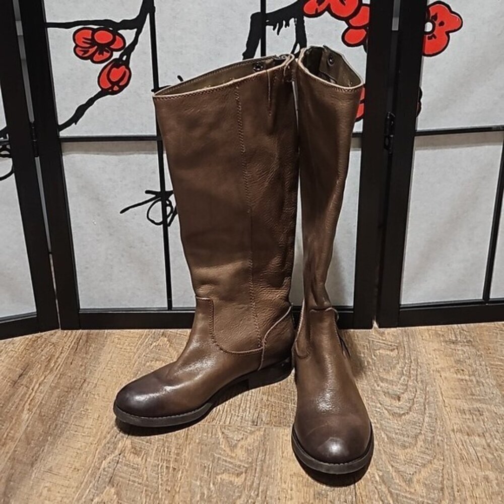 Arturo Chiang Tall Knee High Brown Zippered Riding Boots Size 5.5